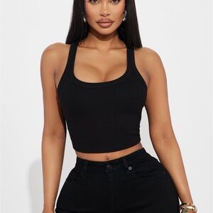 Fashion Nova - Teresa Scoop Neck Tank NWT Black Size M